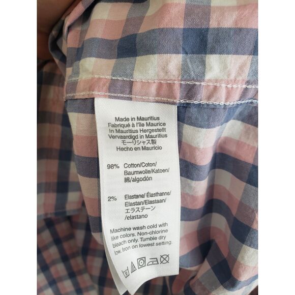 J Crew Long Sleeve Shirt Mens XL Slim Flex Wash Blue Pink Gingham Easter Spring - Picture 5 of 5